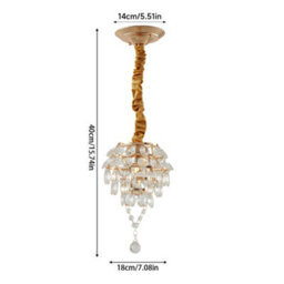 Living And Home E27 Elegant Gold Crystal Chandelier, Ceiling Pendant Light With Crystal Pendant - thumbnail 7