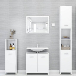 Vidaxl Bathroom Cabinet White 30X30X95 Cm Engineered Wood Bathroom Cabinets - thumbnail 8