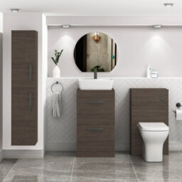 Royal Bathrooms 500mm Floor Standing Vanity Unit 2 Drawer Grey Elm & Countertop Basin - Cube With Matt Black Handle - thumbnail 2