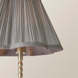 Valuelights Maeve Dark Grey Pleat Faux Silk Scallop Shade Chrome Bobbin Table Lamp With Bulb - thumbnail 3