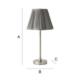 Valuelights Maeve Dark Grey Pleat Faux Silk Scallop Shade Chrome Bobbin Table Lamp With Bulb - thumbnail 6
