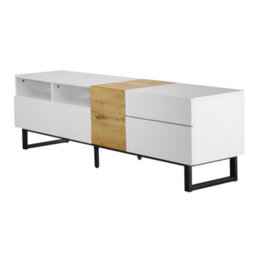 Abrihome Modern Tv Cabinet, White And Wood Look, 180 X 50 X 38 Cm, Minimalist Design - thumbnail 5