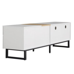 Abrihome Modern Tv Cabinet, White And Wood Look, 180 X 50 X 38 Cm, Minimalist Design - thumbnail 6