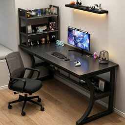New Computer Desk Table Home Office Desk Workstation W/ Storage Shelves  Stock - thumbnail 4