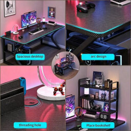 New Computer Desk Table Home Office Desk Workstation W/ Storage Shelves  Stock - thumbnail 6