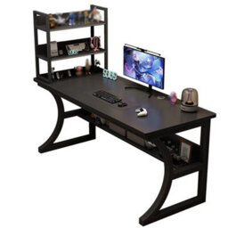 New Computer Desk Table Home Office Desk Workstation W/ Storage Shelves  Stock - thumbnail 1
