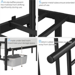 Yaheetech Black 5Ft King Vintage Metal Bed Frame With High Headboard And Footboard - thumbnail 9