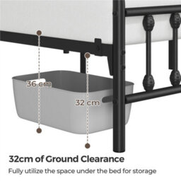 Yaheetech Black 5Ft King Vintage Metal Bed Frame With High Headboard And Footboard - thumbnail 7