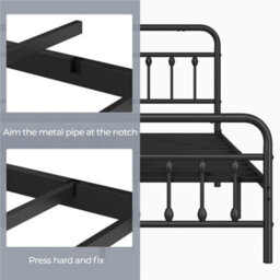 Yaheetech Black 5Ft King Vintage Metal Bed Frame With High Headboard And Footboard - thumbnail 5
