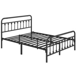 Yaheetech Black 5Ft King Vintage Metal Bed Frame With High Headboard And Footboard - thumbnail 3