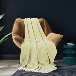 Ehc Herringbone Lightweight Soft Warm Wool  Feel Acrylic Throws For Sofa Blanket  - Lime Green - thumbnail 2