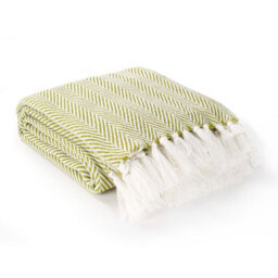 Ehc Herringbone Lightweight Soft Warm Wool  Feel Acrylic Throws For Sofa Blanket  - Lime Green
