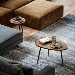 Homcom 2 80Cm Sofa Side Table Set Of 2 With Metal Legs, Chestnut Wood Effect - thumbnail 6