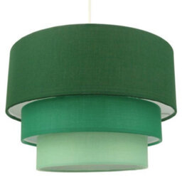 Happy Homewares Contemporary Round Triple Tier Forest Green Cotton Fabric Pendant Light Shade - thumbnail 1
