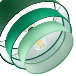 Happy Homewares Contemporary Round Triple Tier Forest Green Cotton Fabric Pendant Light Shade - thumbnail 5