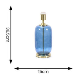 Valuelights Leigh Navy Blue Glass And Gold Detail Table Lamp Base - thumbnail 9