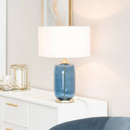 Valuelights Leigh Navy Blue Glass And Gold Detail Table Lamp Base - thumbnail 1