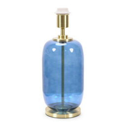 Valuelights Leigh Navy Blue Glass And Gold Detail Table Lamp Base - thumbnail 2