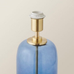 Valuelights Leigh Navy Blue Glass And Gold Detail Table Lamp Base - thumbnail 3