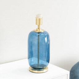 Valuelights Leigh Navy Blue Glass And Gold Detail Table Lamp Base - thumbnail 4