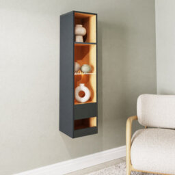 Gfw Leon Tall Shelf Unit With Led Anthracite/oak Anthracite - thumbnail 2