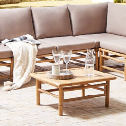 Beliani Bamboo Coffee Table 64 X 55 Cm Rectangular Outdoor Rustic - Natural Finish - thumbnail 2