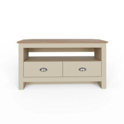 Corner Tv Stand 2-Drawer Cream Oak