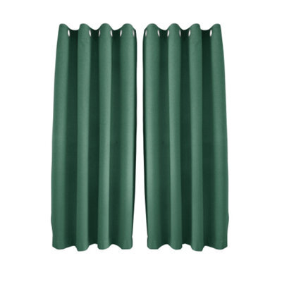 Happy Homewares Emerald Linen Style Blackout Eyelet Curtains - 46X54 Inch Drop - Pair - image 1