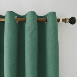 Happy Homewares Emerald Linen Style Blackout Eyelet Curtains - 46X54 Inch Drop - Pair - thumbnail 2
