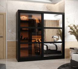 Arte Parma Ii Sliding Door Wardrobe (H2000mm W1800mm D620mm) With Shelves -Black Matt