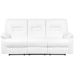 Beliani Manual Recliner Sofa 3 Seater Bergen Faux Leather White