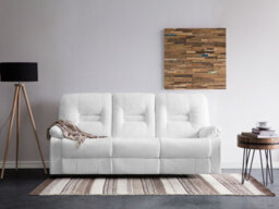 Beliani Manual Recliner Sofa 3 Seater Bergen Faux Leather White - thumbnail 2