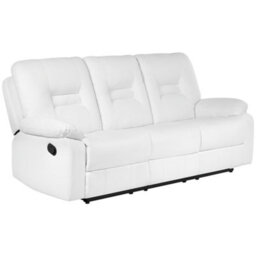 Beliani Manual Recliner Sofa 3 Seater Bergen Faux Leather White - thumbnail 6