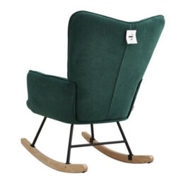 Living And Home Green Linen Upholstered Rocking Chair Rocker Relaxing Chair Occasional Armchair - thumbnail 4