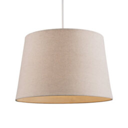 Happy Homewares Designer Taupe Beige Naturally Textured Linen Lamp Shade In Drum Shape - thumbnail 2