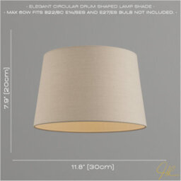 Happy Homewares Designer Taupe Beige Naturally Textured Linen Lamp Shade In Drum Shape - thumbnail 6