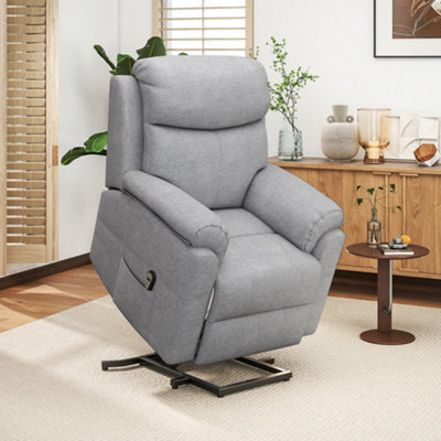 Homcom Power Lift Chair Electric Riser With Remote And Massage, Grey - image 1