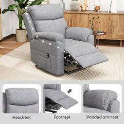 Homcom Power Lift Chair Electric Riser With Remote And Massage, Grey - thumbnail 7