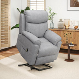 Homcom Power Lift Chair Electric Riser With Remote And Massage, Grey - thumbnail 1