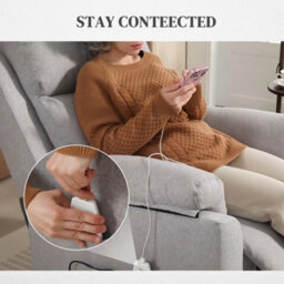 Homcom Power Lift Chair Electric Riser With Remote And Massage, Grey - thumbnail 6