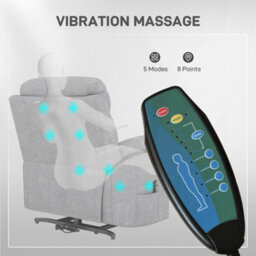 Homcom Power Lift Chair Electric Riser With Remote And Massage, Grey - thumbnail 5