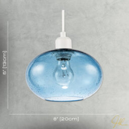 Happy Homewares Modern Blue Blown-Glass Pendant Light Shade With Subtle Air Bubbles - thumbnail 7