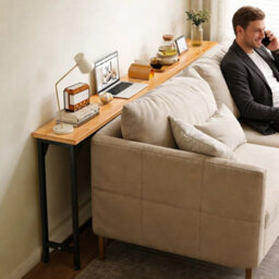 Black 80Cm Console Table Narrow Console Table For Hallway Industrial Sofa Table - thumbnail 1