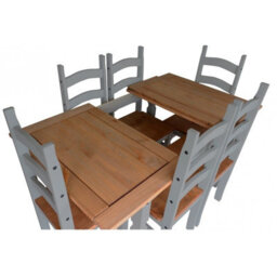 Mercers Furniture Corona Grey Wax Small Extending Dining Table & 4 Chairs Set Solid Wood Pine Wooden Kitchen With Mexican Styling - thumbnail 6