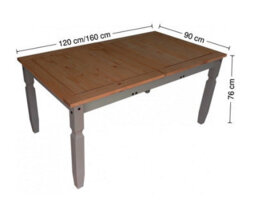 Mercers Furniture Corona Grey Wax Small Extending Dining Table & 4 Chairs Set Solid Wood Pine Wooden Kitchen With Mexican Styling - thumbnail 4