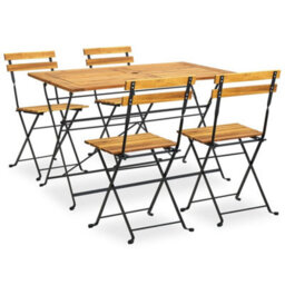 Walplus 5 Piece Folding Outdoor Dining Set Solid Acacia Wood - thumbnail 1