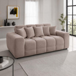 Furnishings For Less UK Jenson Beige 3 Seater Plush Velvet Sofa With Deep Seats - thumbnail 4
