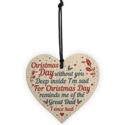 Red Ocean Great Dad Memorial Christmas Tree Bauble Wooden Hanging Heart Xmas Decoration Sign - thumbnail 5