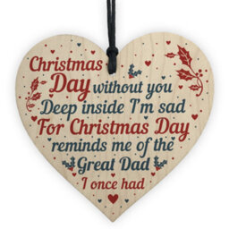 Red Ocean Great Dad Memorial Christmas Tree Bauble Wooden Hanging Heart Xmas Decoration Sign - thumbnail 1