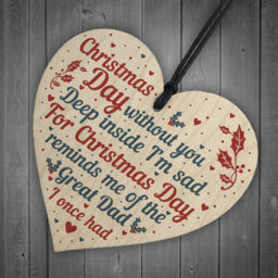 Red Ocean Great Dad Memorial Christmas Tree Bauble Wooden Hanging Heart Xmas Decoration Sign - thumbnail 6